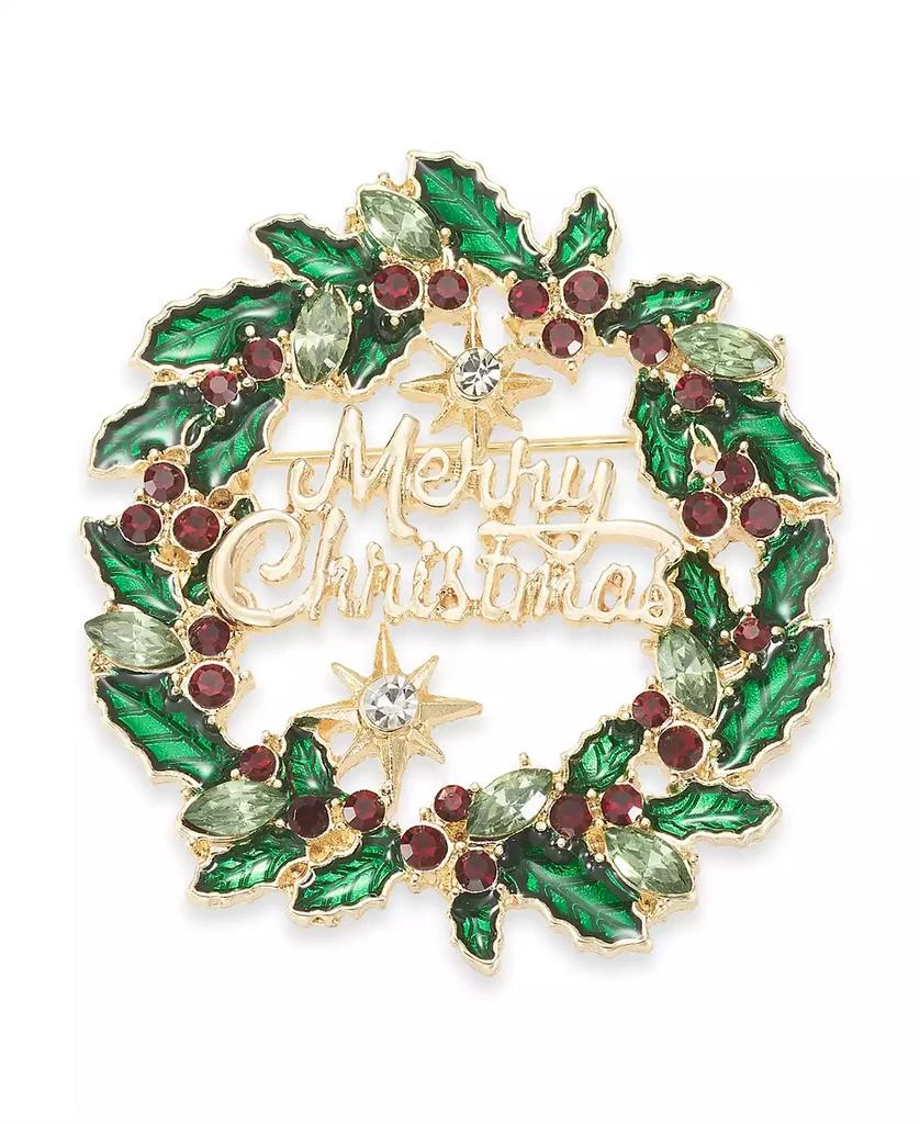 商品Holiday Lane|Crystal Wreath Pin, Created for Macy's,价格¥109,第1张图片