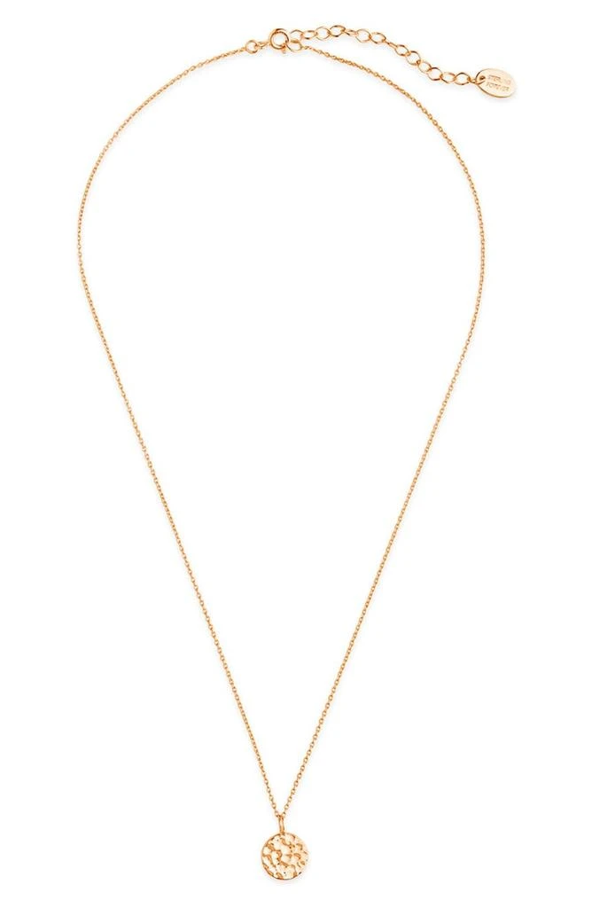 商品Sterling Forever|14K Rose Gold Plated Sterling Silver Hammered Disc Necklace,价格¥224,第2张图片详细描述