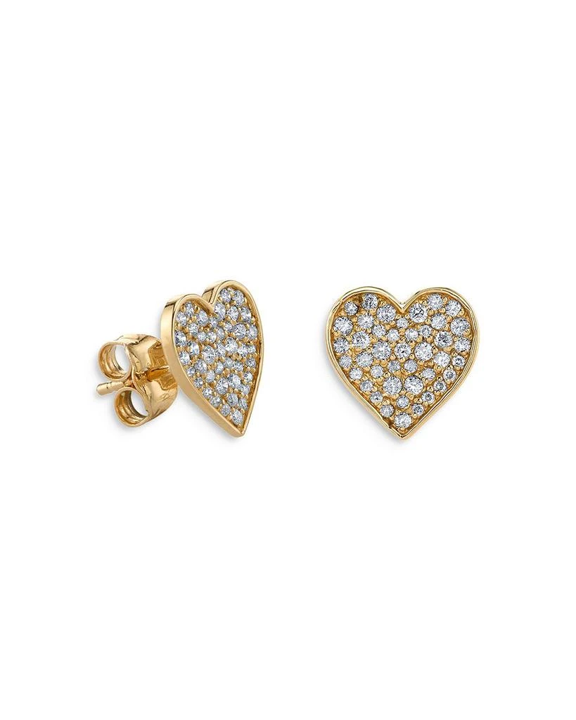 商品Sydney Evan|14K Yellow Gold Diamond Heart Mini Stud Earrings,价格¥14678,第1张图片