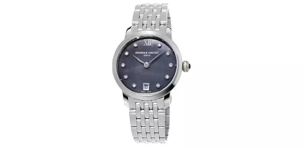 商品Frederique Constant|Women's Swiss Slimline Diamond (1/20 ct. t.w.) Stainless Steel Bracelet Watch 30mm,价格¥9677,第1张图片