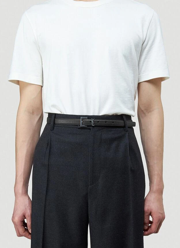 商品Yves Saint Laurent|Monogram Leather Belt in Black,价格¥2865,第2张图片详细描述