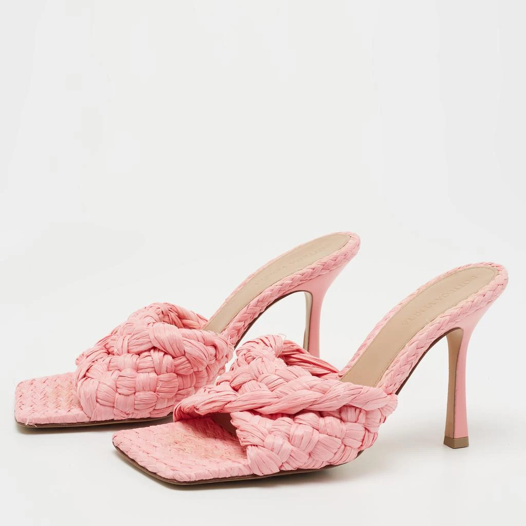 商品[二手商品] Bottega Veneta|Bottega Veneta Pink Woven Raffia Slide Sandals Size 38.5,价格¥4145,第2张图片详细描述