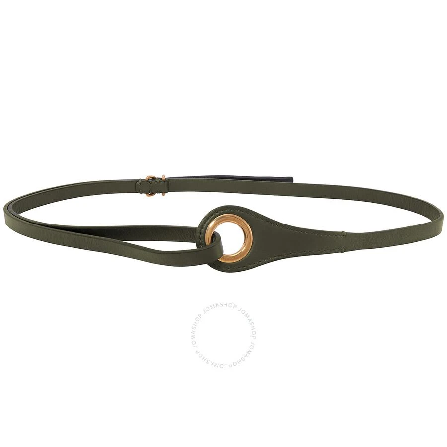 商品Burberry|Grommet Detail Lambskin Belt In Dark Olive,价格¥1807,第1张图片