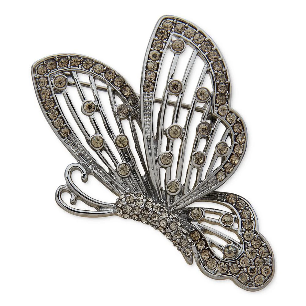 商品Anne Klein|Light Hematite-Tone Jet Crystal Butterfly Pin,价格¥105,第1张图片