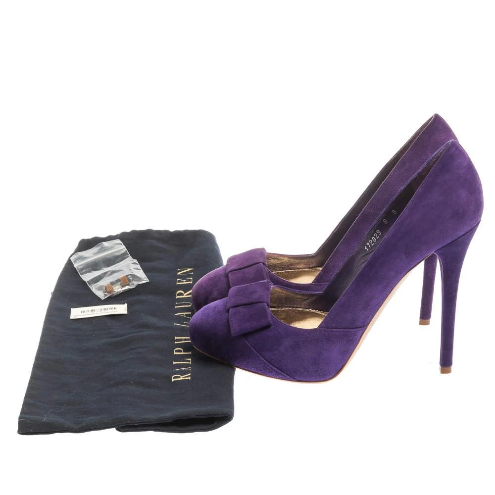 Ralph Lauren Collection Purple Suede Bow Detail Platform Pumps Size 38 商品