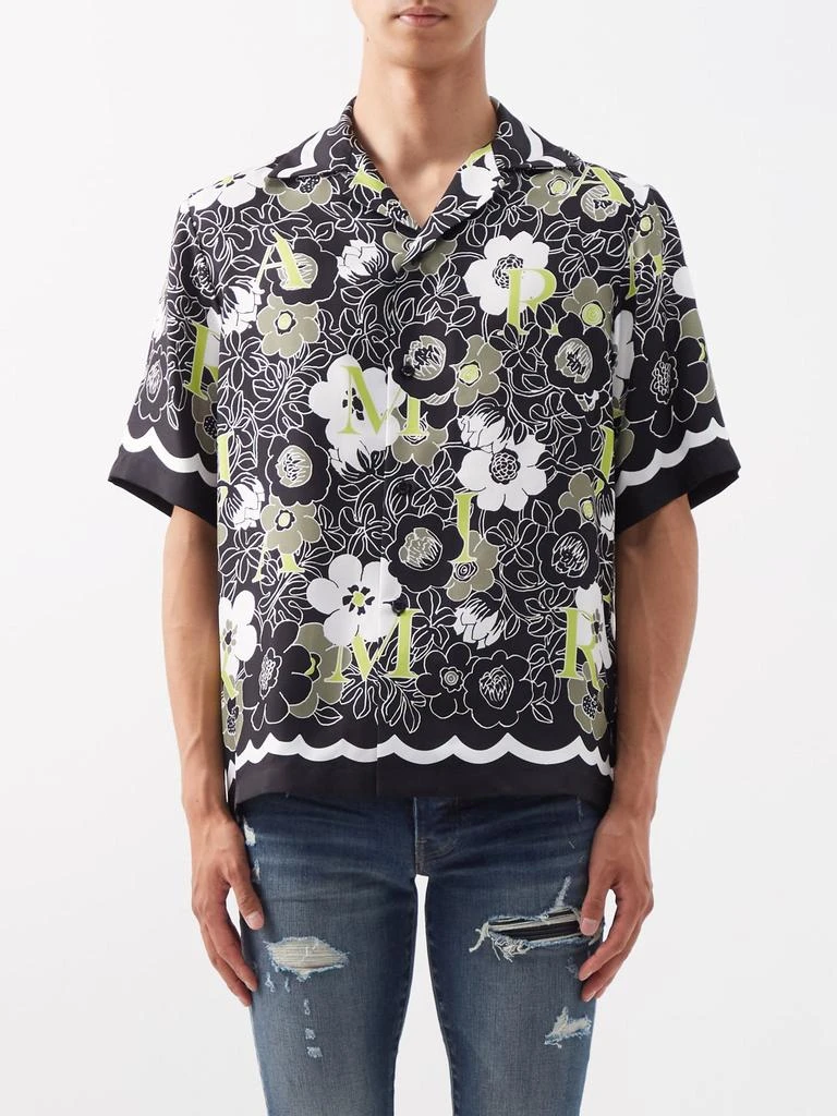 商品AMIRI|Floral-logo silk short-sleeved shirt,价格¥5520,第1张图片