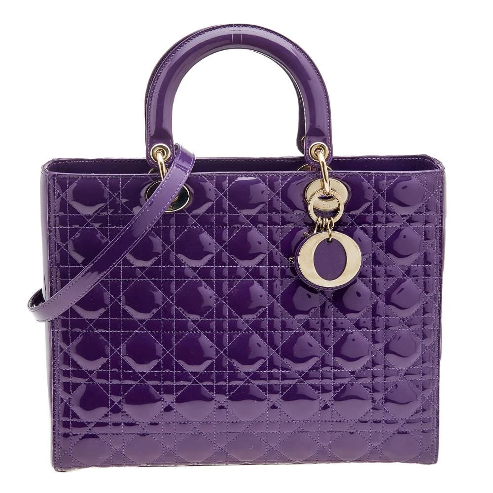 商品[二手商品] Dior|Dior Purple Cannage Patent Leather Large Lady Dior Tote,价格¥10370,第1张图片