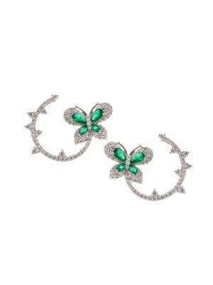 商品Eye Candy LA|Luxe Rhodium-Plated & Cubic Zirconia Butterfly Drop Earrings,价格¥278,第1张图片