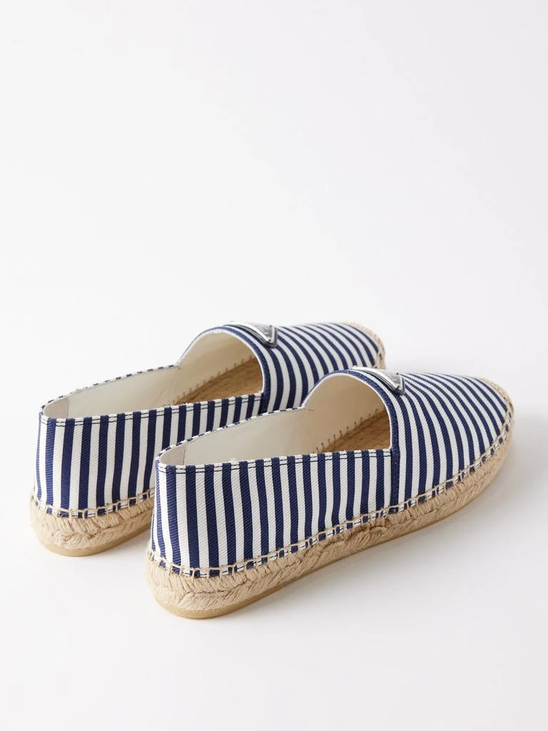 商品Prada|Triangle logo-plaque striped canvas espadrilles,价格¥3398,第4张图片详细描述