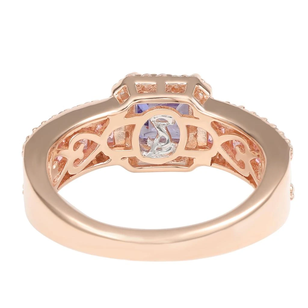 商品Suzy Levian|Rose Gold Sterling Silver Blue Tanzanite Pink Cubic Zirconia Engagement Ring,价格¥773,第5张图片详细描述