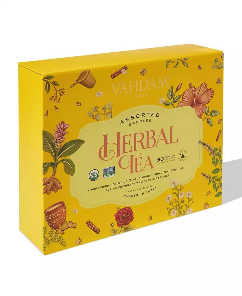 Herbal Tea Variety Sampler Gift Set, 60 Long Leaf Pyramid Tea Bags 商品