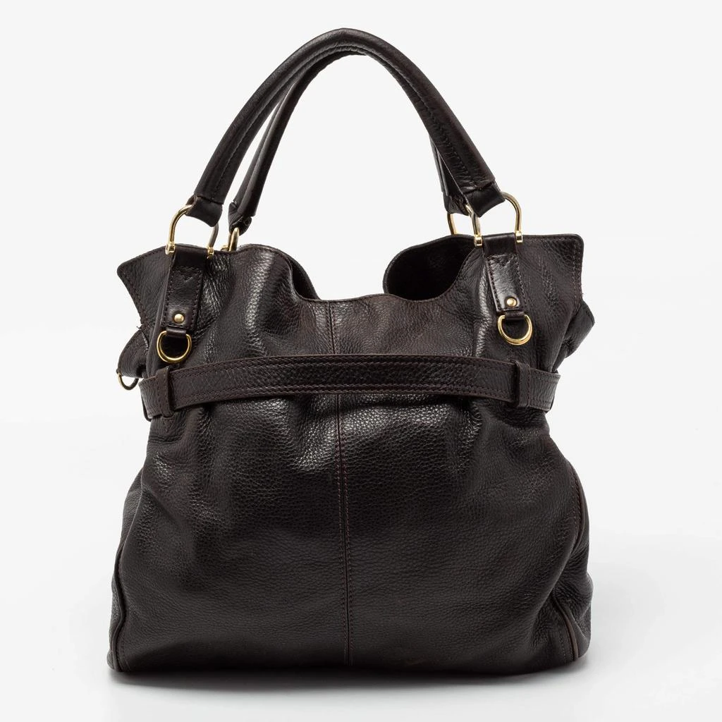 商品[二手商品] Burberry|Burberry Dark Brown Pebbled Leather Belted Tote,价格¥1200,第4张图片详细描述