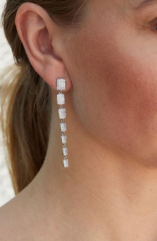 18K White Gold Plated CZ Drop Earrings商品第2张图片规格展示