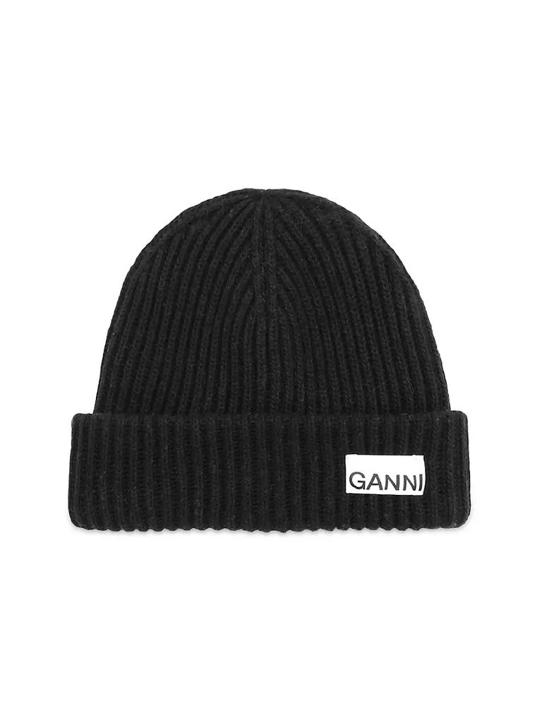 商品Ganni|Rib Knit Logo Beanie,价格¥715,第1张图片