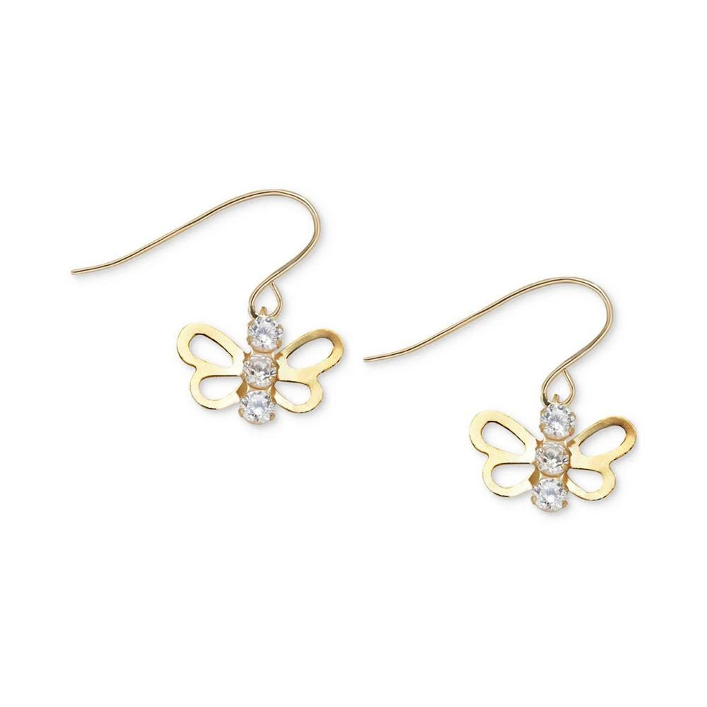 商品Macy's|Children's Cubic Zirconia Open Butterfly Drop Earrings in 14k Gold,价格¥438,第1张图片