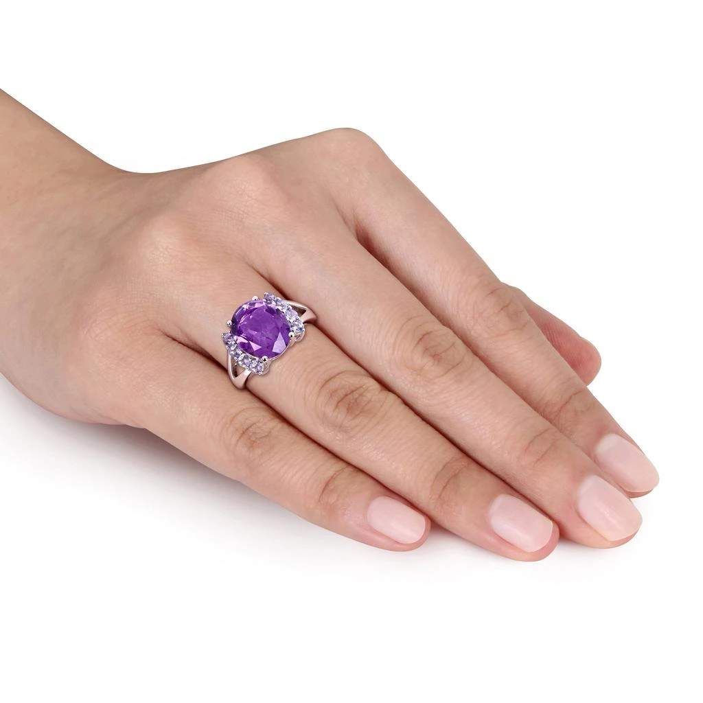 商品Mimi & Max|4 3/5ct TGW Oval Cut Amethyst and Tanzanite Split Shank Ring in Sterling Silver,价格¥413,第2张图片详细描述