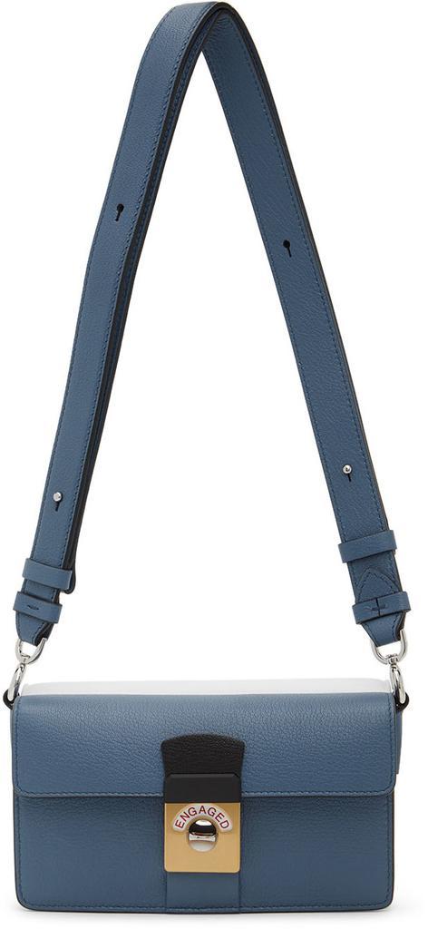 商品MAISON MARGIELA|Blue & White Mini New Lock Double Flap Clutch Bag,价格¥13835,第6张图片详细描述