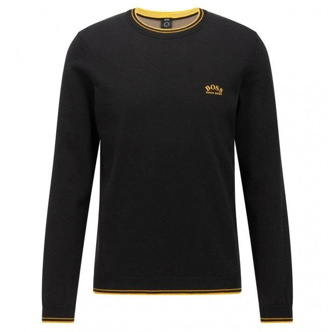 商品Hugo Boss|Boss Ritom Kitted Crew Neck Black/Yellow,价格¥1032,第1张图片