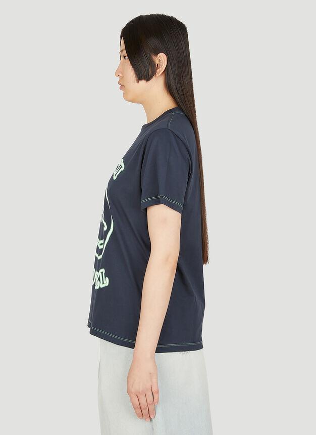 商品Ganni|Smiley Hotel Print T-Shirt in Navy,价格¥397,第5张图片详细描述