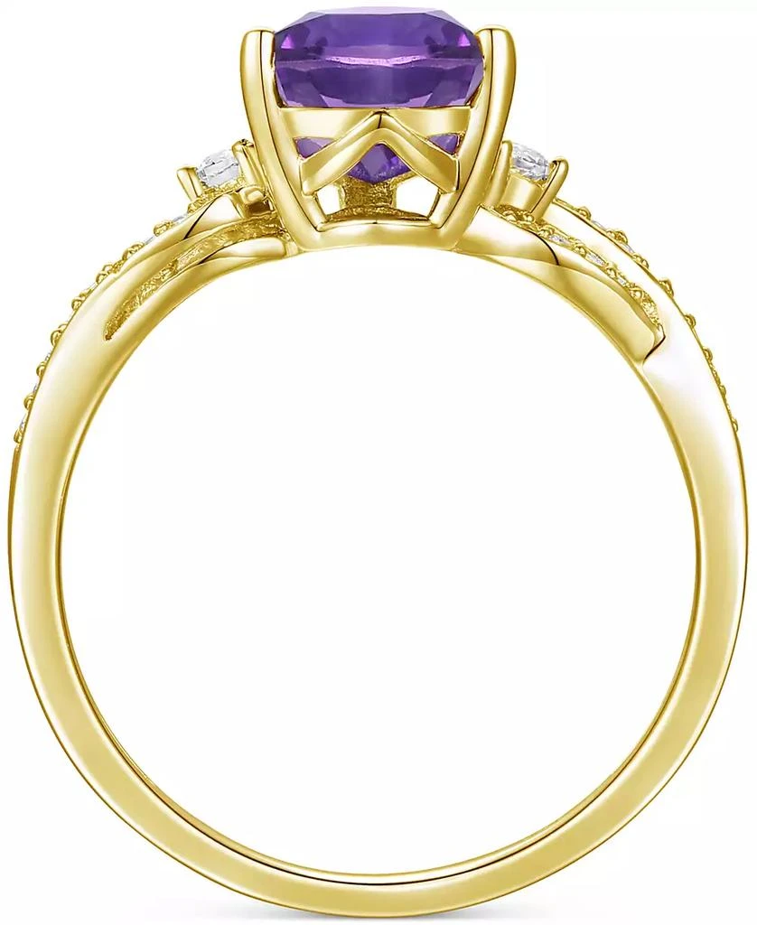 商品Macy's|Amethyst (1-3/4 ct. t.w.) & Lab-Grown White Sapphire (1/6 ct. t.w.) Twist Ring in 14k Gold-Plated Sterling Silver (Also in Additional Gemstones),价格¥1484,第3张图片详细描述