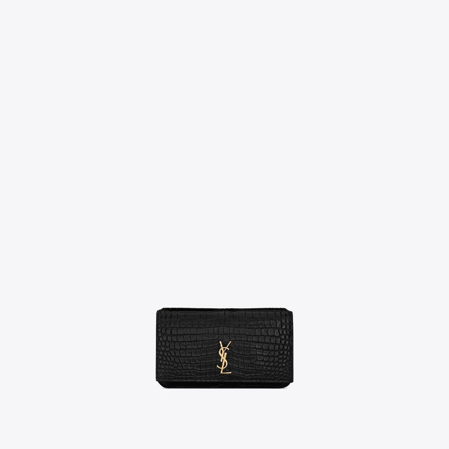 包邮包税【预售7天发货】 YSL圣罗兰SAINT LAURENT 23秋冬 女士 手机包 MONOGRAM HOUSSE DE TÉLÉPHONE AVEC BRIDE EN CUIR BRILLANT EMBOSSÉ CROCODILE 635095DND1J1000 商品