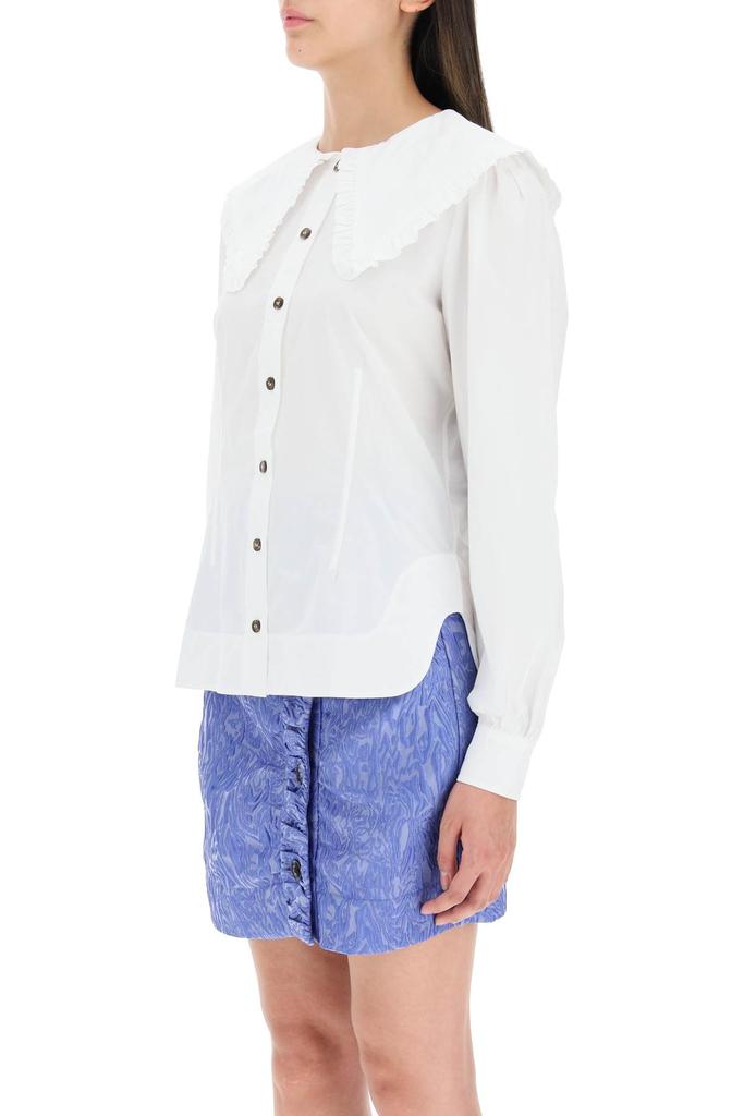 Ganni Cotton Shirt With Oversized Collar商品第4张图片规格展示