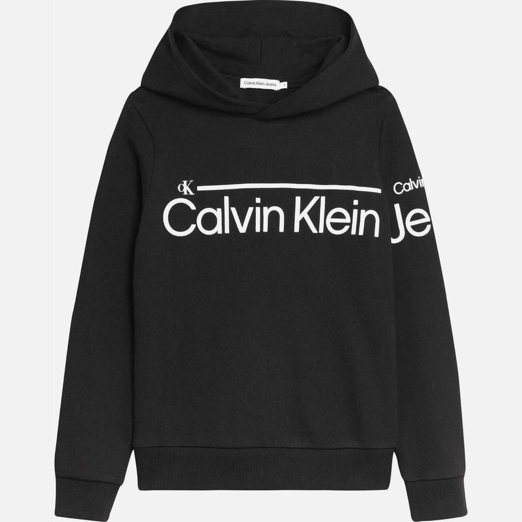 Calvin Klein Boys' Institutional Logo Cotton-Blend Jersey Hoodie商品第1张图片规格展示