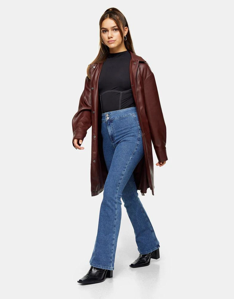 商品Topshop|Topshop Petite Joni flare jean in mid blue,价格¥191,第3张图片详细描述