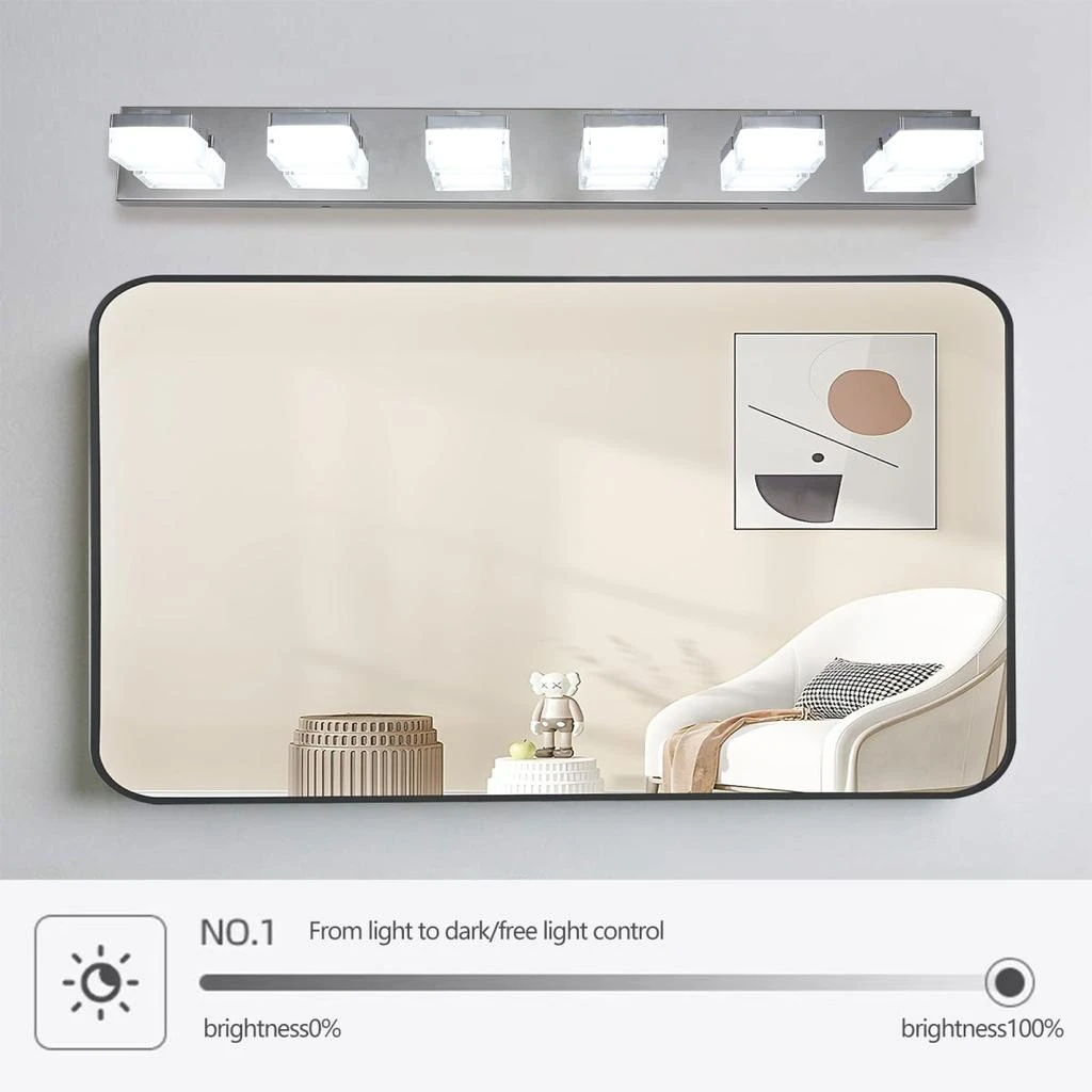 商品Simplie Fun|Modern 6-Light Chrome LED Vanity Mirror Light Fixture For Bathrooms And Makeup Tables,价格¥1502,第4张图片详细描述