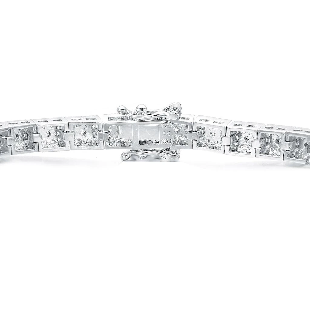 商品Genevive|Sterling Silver White Gold Plating with Colored Baguette Cubic Zirconia Link Bracelet,价格¥1004,第2张图片详细描述