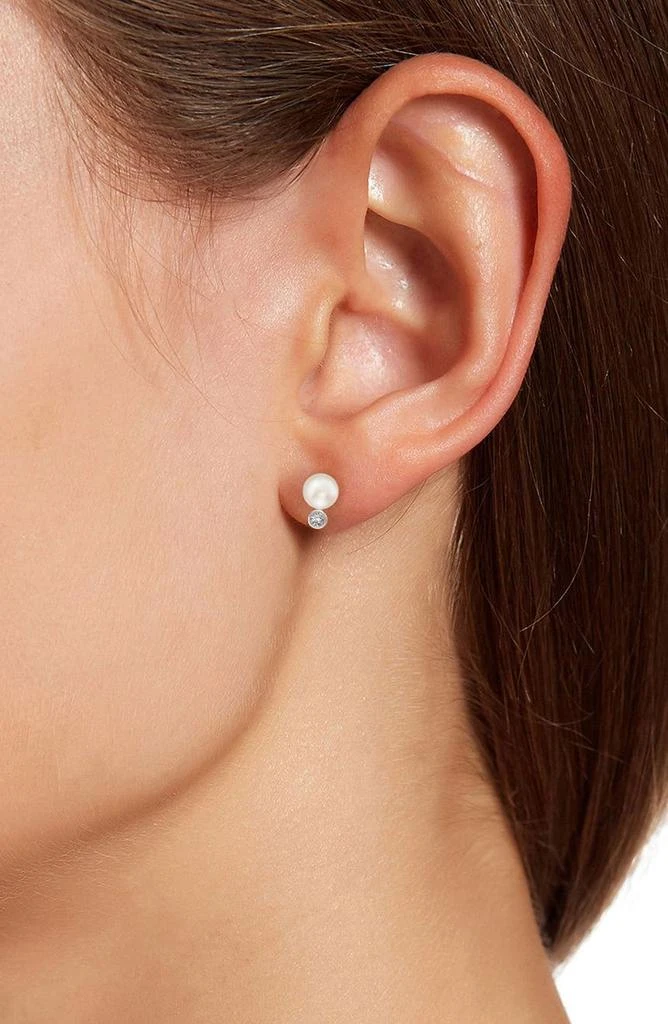 商品Savvy Cie Jewels|Sterling Silver CZ 8-8.5mm Cultured Pearl Stud Earrings,价格¥148,第2张图片详细描述