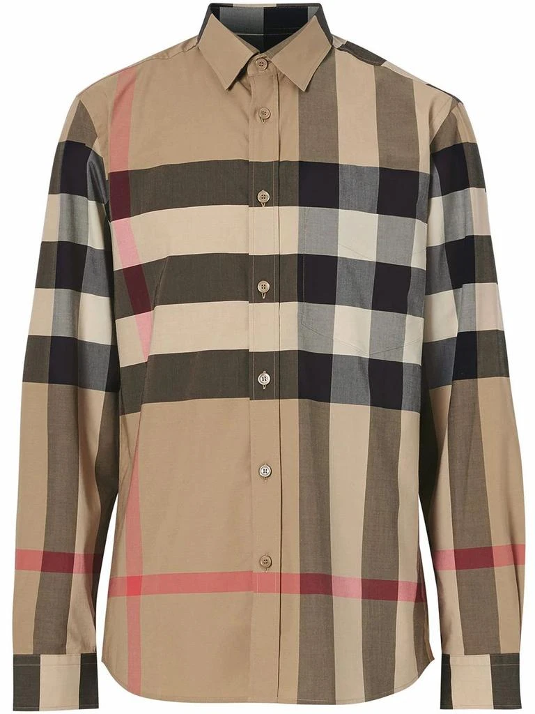 商品Burberry|Burberry men's beige cotton shirt,价格¥6150,第1张图片