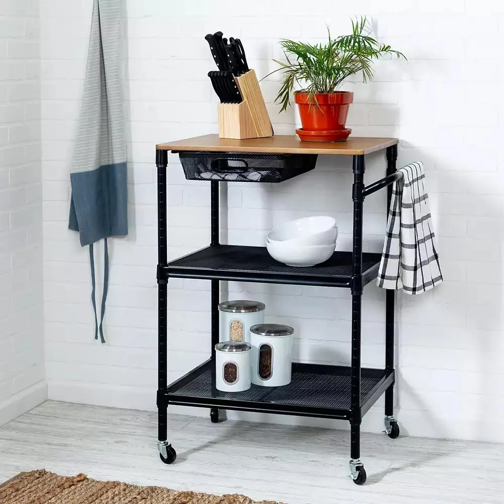 商品Honey Can Do|36" Kitchen Cart with Wheels, Storage Drawer and Handle,价格¥1172,第2张图片详细描述