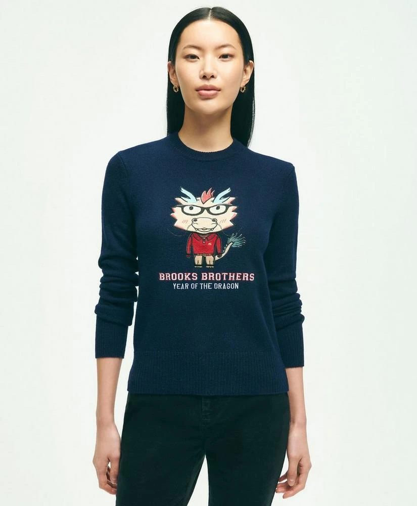 商品Brooks Brothers|Women's Merino Wool Blend Lunar New Year Embroidered Sweater,价格¥1526,第1张图片