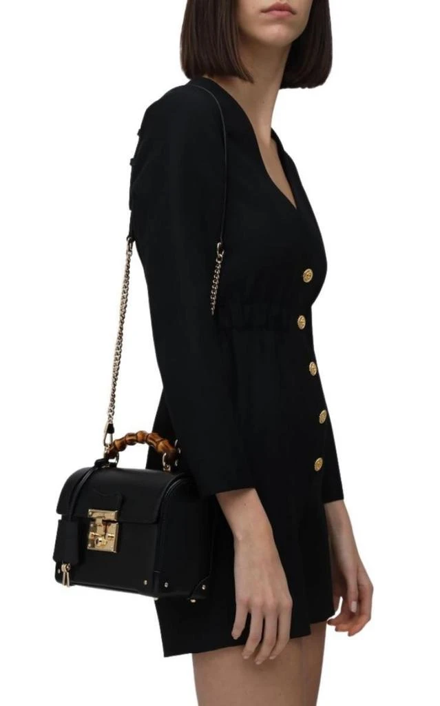 商品Gucci|Padlock Small Bamboo Black Shoulder Bag,价格¥24038,第2张图片详细描述