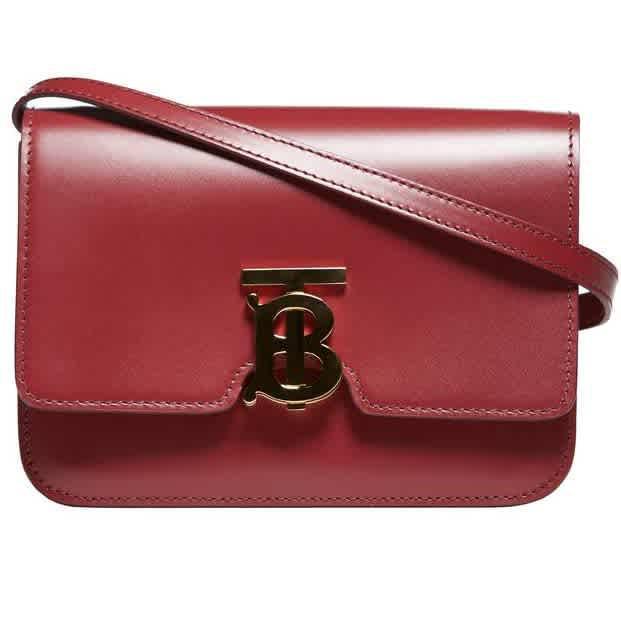 商品Burberry|Burberry Crimson Small Leather Tb Bag,价格¥8032,第1张图片