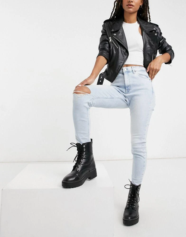商品Topshop|Topshop double knee rip Jamie jean in super bleach,价格¥221,第1张图片