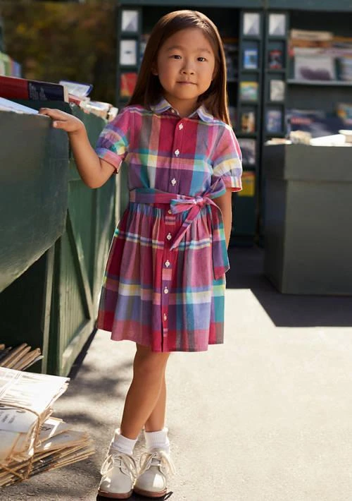 商品Ralph Lauren|Lauren Childrenswear Girls 2 6X Cotton Madras Shirtdress,价格¥228,第1张图片