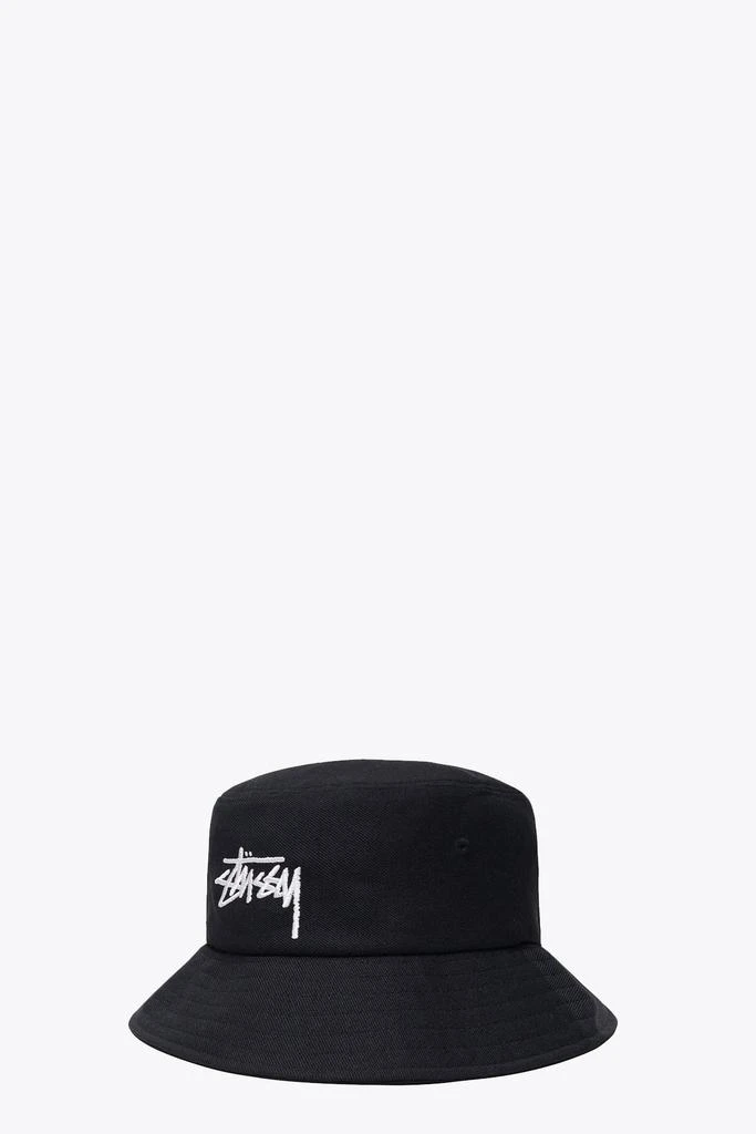 商品STUSSY|Big Stock Bucket Hat Black Cotton Bucket Hat With Logo,价格¥609,第1张图片