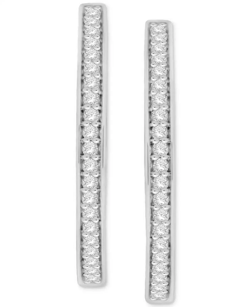 商品Macy's|Diamond Small Hoop Earrings (1/4 ct. t.w.) in Sterling Silver, 0.94,价格¥456,第3张图片详细描述