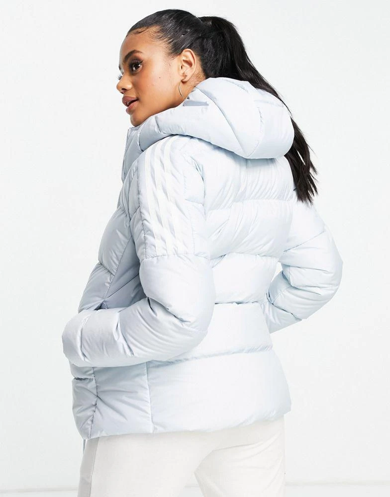 商品Adidas|adidas Outdoor down hooded puffer jacket with three stripes in blue,价格¥386,第4张图片详细描述