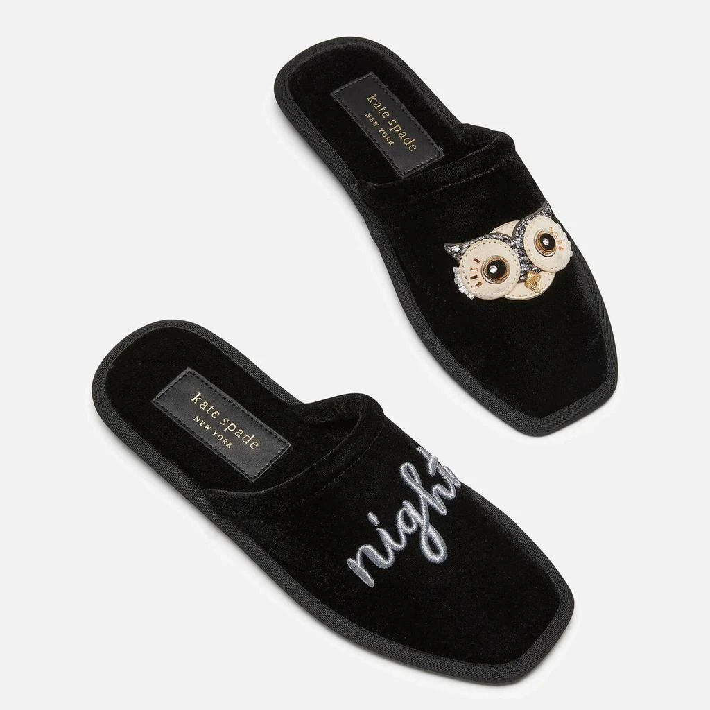 商品Kate Spade|Kate Spade New York Women's Hoo Hoo Velvet Slippers - Black,价格¥372,第3张图片详细描述