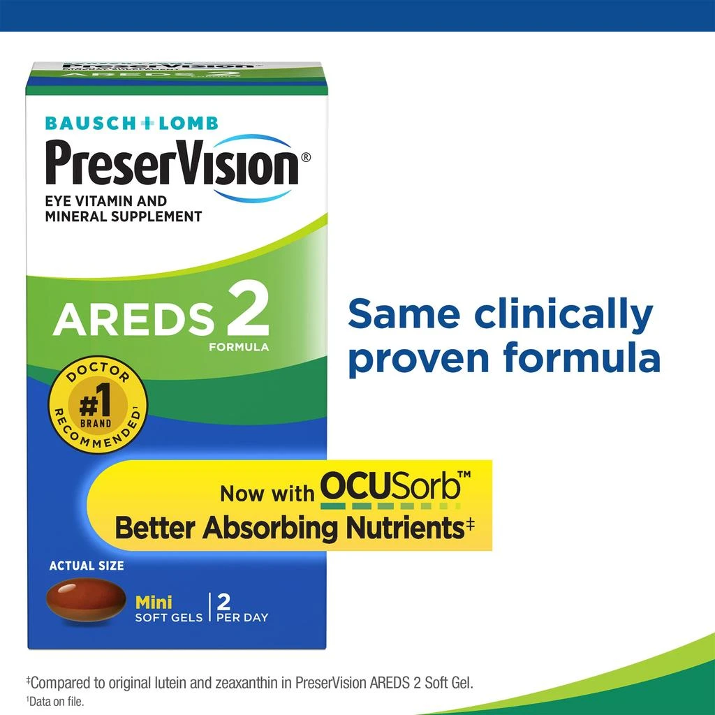 商品PreserVision|PreserVision AREDS 2 Eye Vitamin & Mineral Supplement, Contains Lutein, Vitamin C, Zeaxanthin, Zinc & Vitamin E, 60 Minigels (Packaging May Vary),价格¥157,第2张图片详细描述