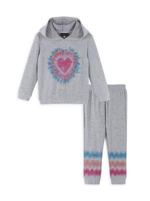 ​Little Girl’s & Girl’s 2-Piece Hacci Hoodie & Joggers Set商品第1张图片规格展示