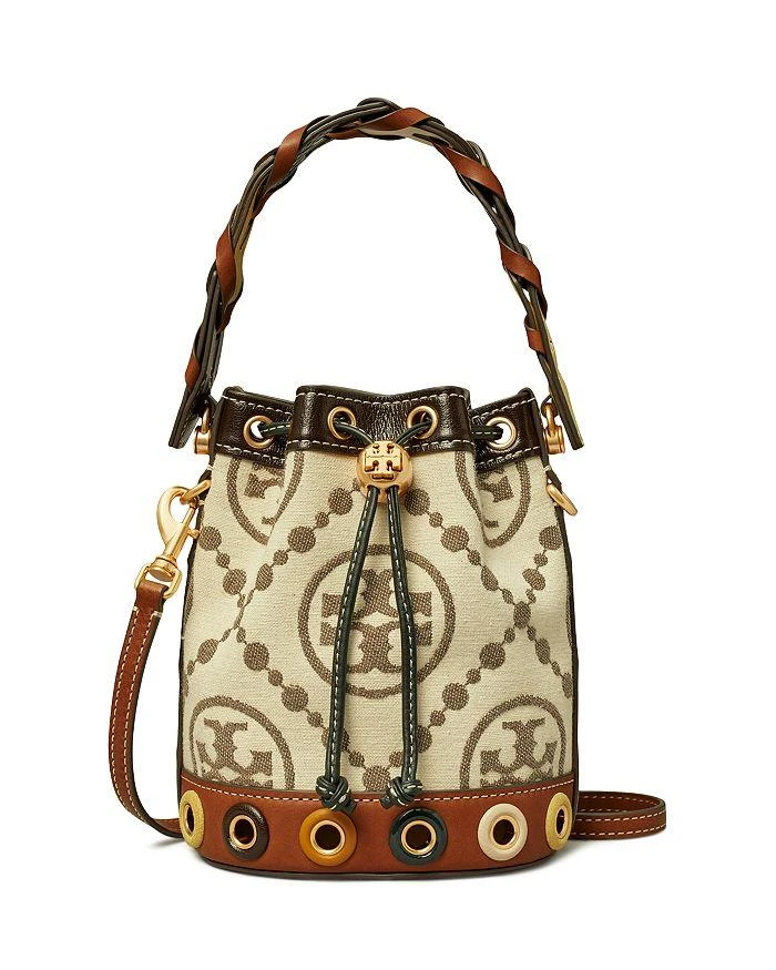 商品Tory Burch|Mini T Monogram Grommet Bucket Bag,价格¥2912,第1张图片