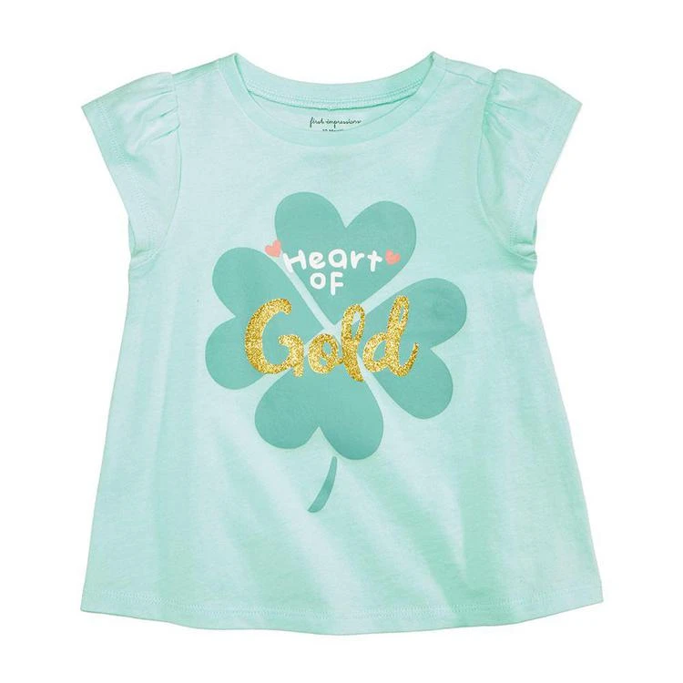 商品First Impressions|Heart of Gold Cotton T-Shirt, Baby Girls, Created for Macy's,价格¥38,第1张图片