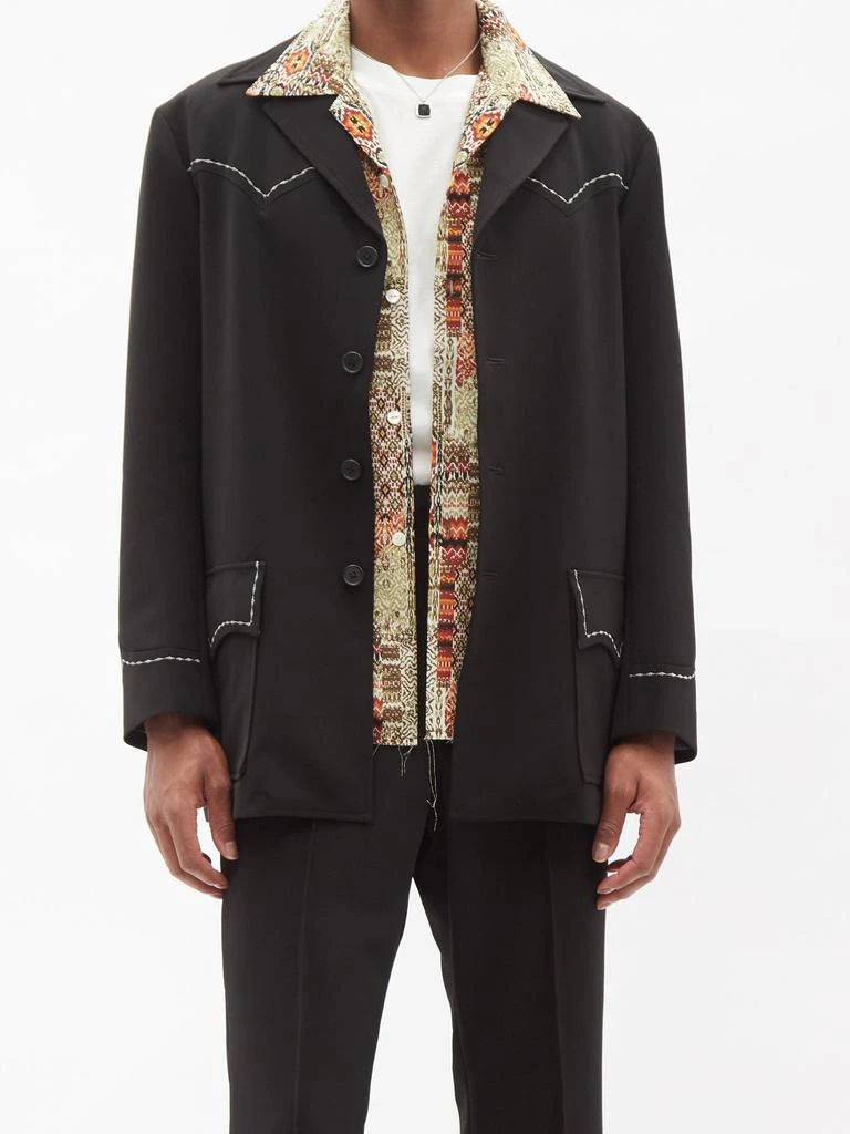 Cuban-collar topstitched twill suit jacket 商品