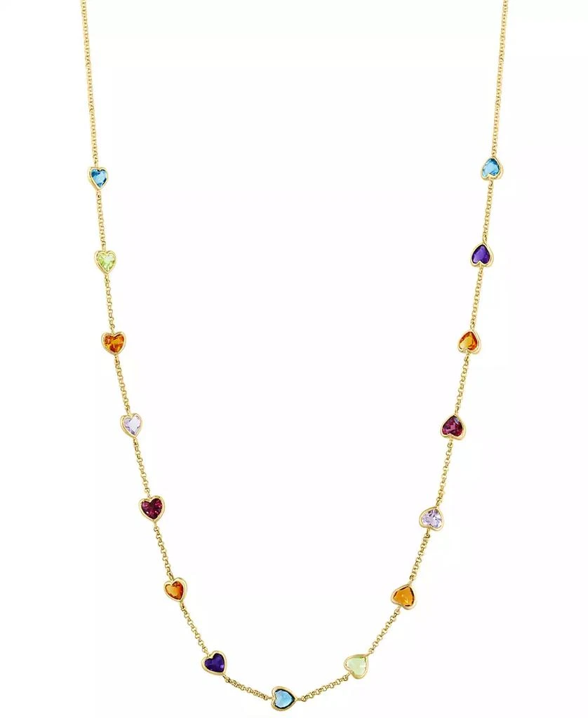 商品Effy|EFFY® Multi-Gemstone (4-1/2 ct. t.w.) Heart 18" Station Necklace in 14k Yellow Gold,价格¥8420,第1张图片