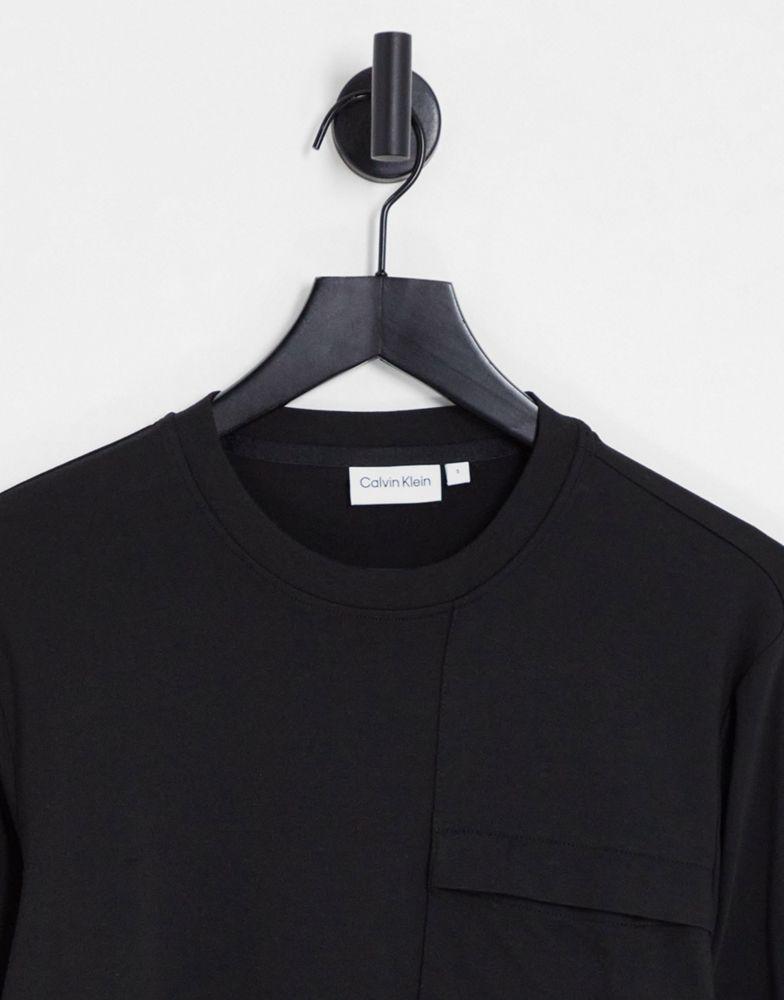 Calvin Klein long sleeve t-shirt with pocket in black商品第4张图片规格展示