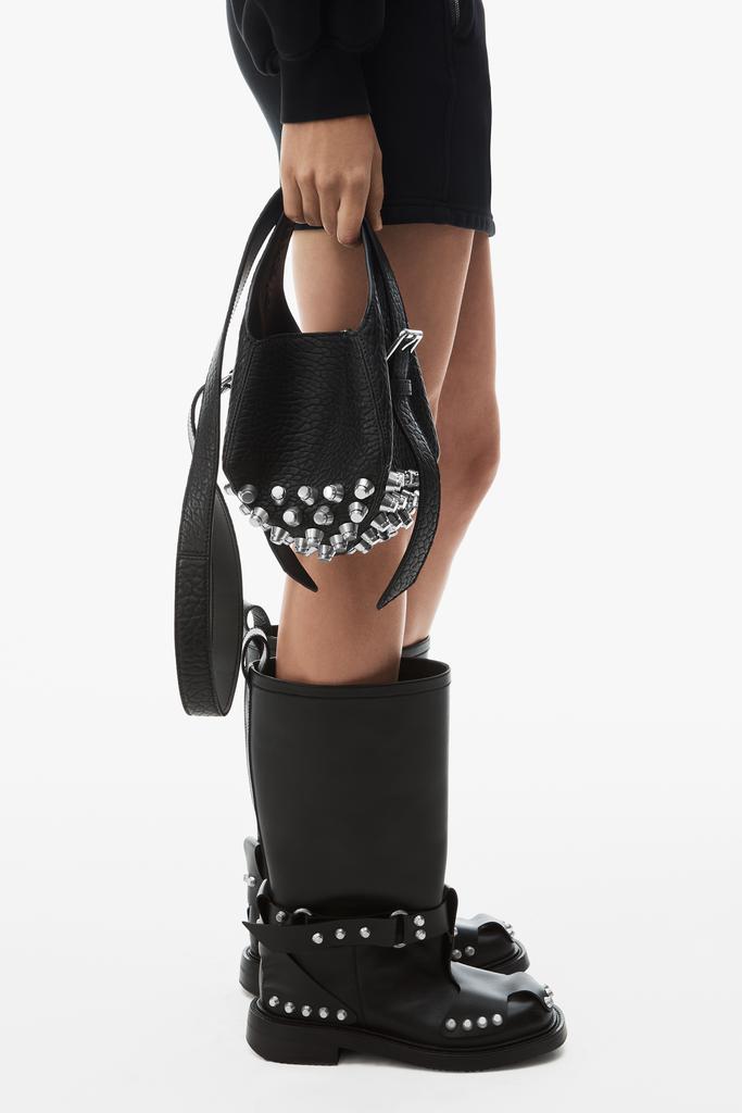 【CERRIC】STUD ENCIRCLE BUCKLE BOOT/ 追跡付 Croco With Silver Studded Buckle Side-Zipper Chain Boots